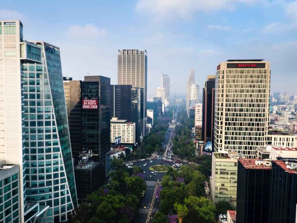 Aerial view of Mexico capital, representing the city where those who apply for an investor visa in Mexico reside.