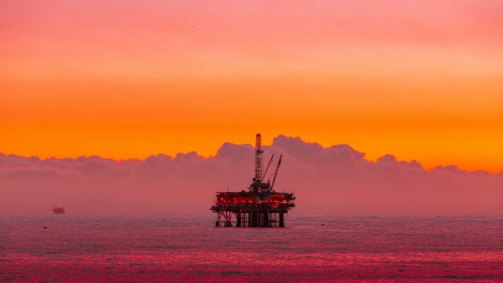 A stock image of an oil rig at sea accompanying article on the Yellowtail oil development in Guyana